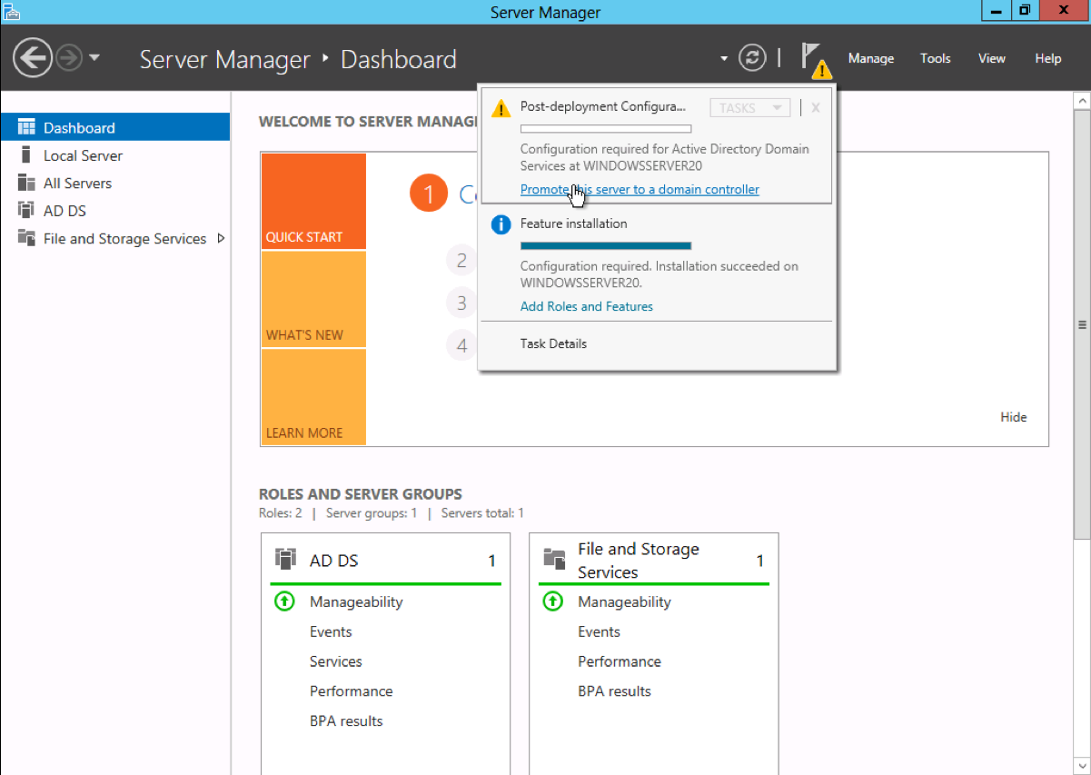 Install Active Directory Windows 2012